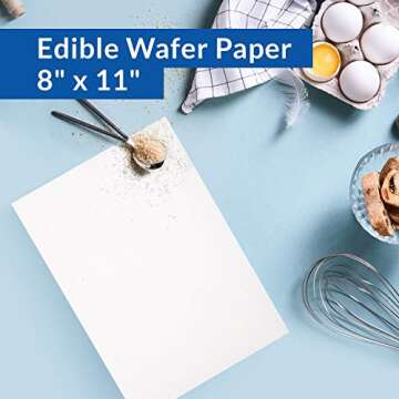 O-Grade Edible Wafer Paper for Cake Decorations, 100 Pack