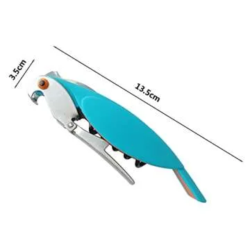 D DrNeeko Parrot Shape Waiters Corkscrew Wine Opener Bottle Opener (Light Blue)