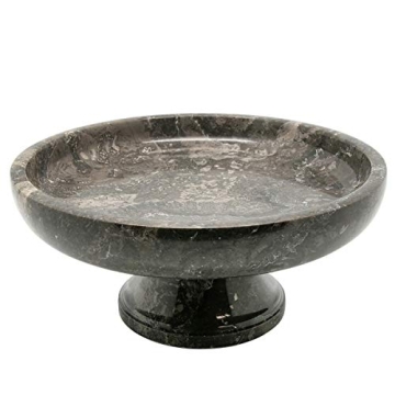 Creative Home Charcoal Marble Fruit Bowl on Pedestal - 10" x 10" - Elegant Dark Gray