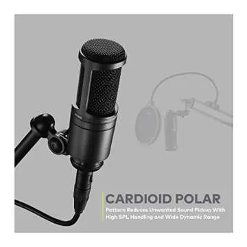 Audio-Technica AT2020 Condenser Studio Microphone with XLR Cable Knox Studio Stand and Pop Filter