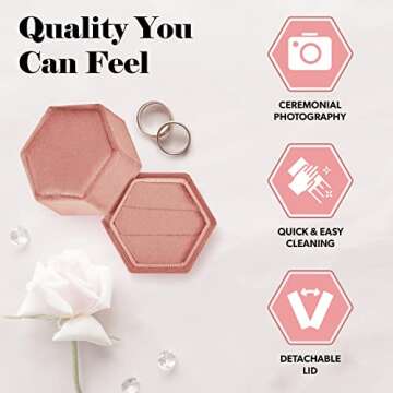 NIMSIN Premium Velvet Ring Box for Wedding Ceremony | Elegant & Cute Wedding Ring Box w/Detachable L...