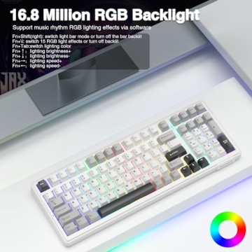 AULA F99 Wireless Mechanical Keyboard,Tri-Mode BT5.0/2.4GHz/USB-C Hot Swappable Custom Keyboard,Pre-lubed Linear Switches,RGB Backlit Computer Gaming Keyboards for PC/Tablet/PS/Xbox (Renewed)