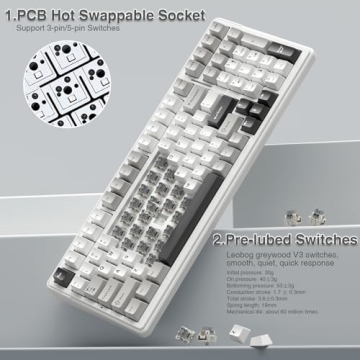 AULA F99 Wireless Mechanical Keyboard,Tri-Mode BT5.0/2.4GHz/USB-C Hot Swappable Custom Keyboard,Pre-lubed Linear Switches,RGB Backlit Computer Gaming Keyboards for PC/Tablet/PS/Xbox (Renewed)