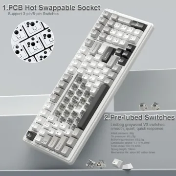 AULA F99 Wireless Mechanical Keyboard,Tri-Mode BT5.0/2.4GHz/USB-C Hot Swappable Custom Keyboard,Pre-lubed Linear Switches,RGB Backlit Computer Gaming Keyboards for PC/Tablet/PS/Xbox (Renewed)