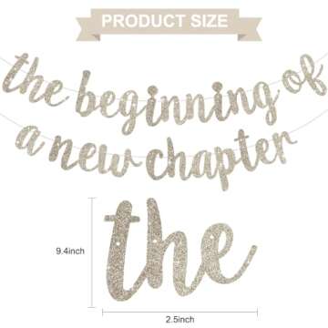 BEISHIDA The Beginning of A New Chapter Banner, Farewell party decorations,Happy retirement Supplies,Going away party Sign Garland,Graduation banner Glitter Champagne Gold