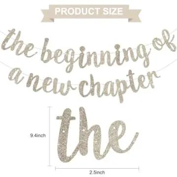 BEISHIDA The Beginning of A New Chapter Banner, Farewell party decorations,Happy retirement Supplies,Going away party Sign Garland,Graduation banner Glitter Champagne Gold