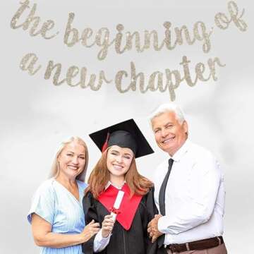 BEISHIDA The Beginning of A New Chapter Banner, Farewell party decorations,Happy retirement Supplies,Going away party Sign Garland,Graduation banner Glitter Champagne Gold