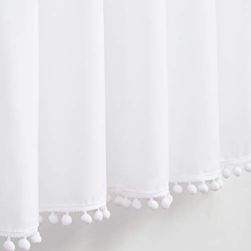 Stylish Treatmentex Pom-Pom White Velvet Curtains 84"