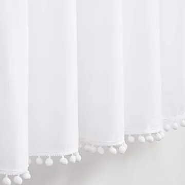 Stylish Treatmentex Pom-Pom White Velvet Curtains 84"