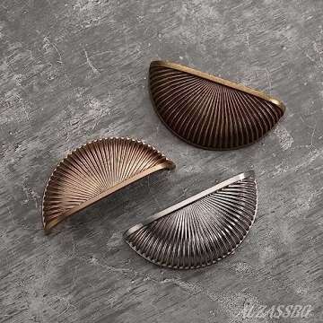 Alzassbg 5 Pack Antique Brass Cabinet Cup Pulls, 3 Inch(76mm) Hole Centers Cabinet Handles Hardware ...