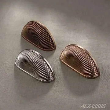 Alzassbg 5 Pack Antique Brass Cabinet Cup Pulls, 3 Inch(76mm) Hole Centers Cabinet Handles Hardware Shell Bin Cup Drawer Pulls Handles AL3033AE