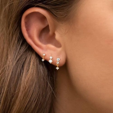 KICKGY Small Stud Earrings - Dainty 14K Gold Jewelry for Women