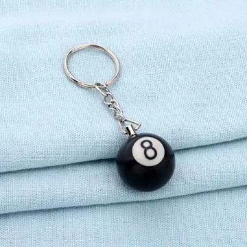 3D Black 8 Ball Keychain Pool Player Gift Lucky Charm