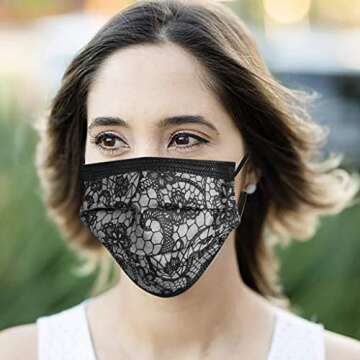 MASZONE [US Stock] 50pcs 3 Ply Non-Woven Disposable Face Mask for Adults Women Face Masks for Protection Fashion Print