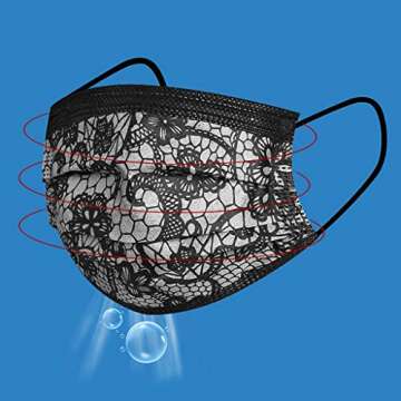MASZONE [US Stock] 50pcs 3 Ply Non-Woven Disposable Face Mask for Adults Women Face Masks for Protection Fashion Print