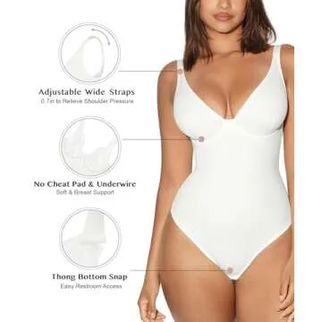 FeelinGirl White Bodysuit for Tummy Control and Support