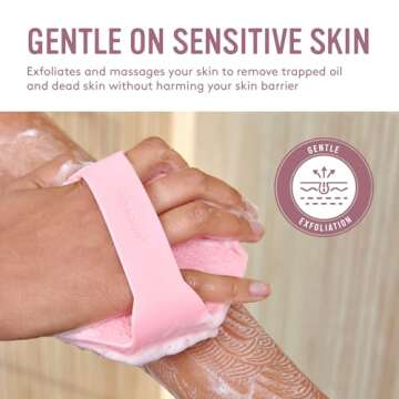 Sud Scrub® Antimicrobial Silicone Body Scrubber, Exfoliating Body Scrubber for Sensitive Skin, Eco Friendly Shower Scrubber for Body, Silicone Body Brush for Showering, Pink