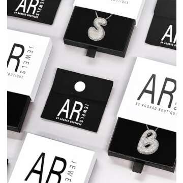 AGGRAD Balloon Bubble Letter Necklace Silver Initial Diamond Pendant Chain Necklace Dainty Pave Fashion Jewelry Gift for Women Teen - B