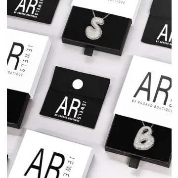 AGGRAD Balloon Bubble Letter Necklace Silver Initial Diamond Pendant Chain Necklace Dainty Pave Fashion Jewelry Gift for Women Teen - B