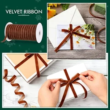 Chuangdi 3/8 Inch Velvet Ribbon for Christmas Crafts
