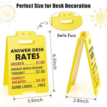 MBL Funny Team Office Gifts - Answer Desk Rates Funny Desk Sign, Gag Fun Gift for Coworker Teammate ...