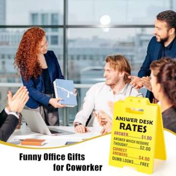 MBL Funny Team Office Gifts - Answer Desk Rates Funny Desk Sign, Gag Fun Gift for Coworker Teammate Employee Boss, Office Desk Sign Cubicle Decor for Birthday Christmas White Elephant Gifts