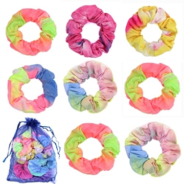 Brilliant Tie Dye Hair Scrunchies Set - Soft, Elastic & Colorful!