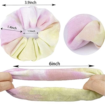 Tie Dye Scrunchies Set Vibrant Soft Hair Ties for Women