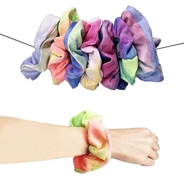 Tie Dye Scrunchies Set Vibrant Soft Hair Ties for Women