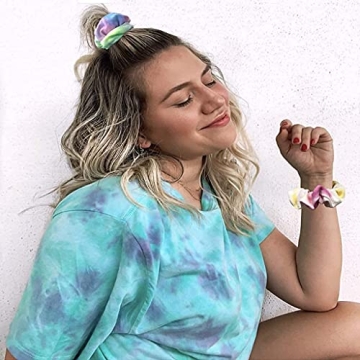 Tie Dye Scrunchies Set Vibrant Soft Hair Ties for Women