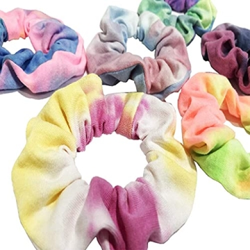 Tie Dye Scrunchies Set Vibrant Soft Hair Ties for Women