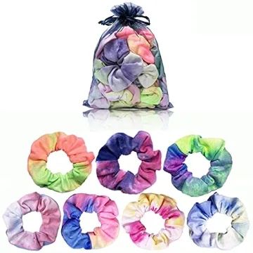 Tie Dye Scrunchies Set Vibrant Soft Hair Ties for Women