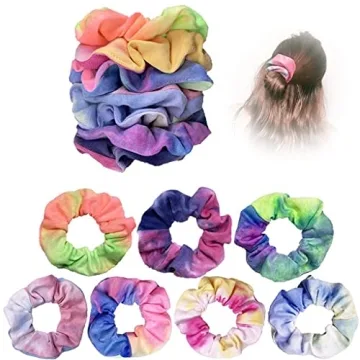 Tie Dye Scrunchies Set Vibrant Soft Hair Ties for Women
