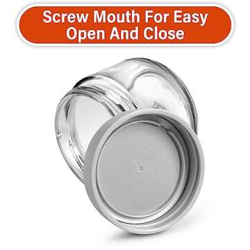 EONJOE 6-Pack 10oz Small Glass Jars with Lids Overnight Oats Meal Prep Salad Food Cereal Snacks Containers Pudding Yogurt Storage Airtight