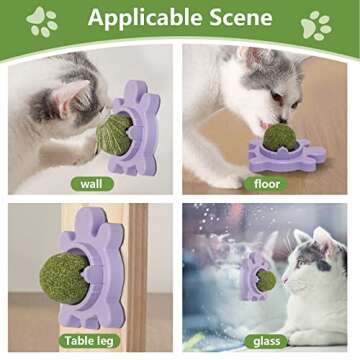 STARROAD-TIM Catnip Ball Toy Catnip Licking Balls for Cats Catnip Rollerball Wall Cat Nips Catnips Organic Ball Teeth Cleaning Dental Kitten Toys Interactive Cat Lick Chew Toy Indoor