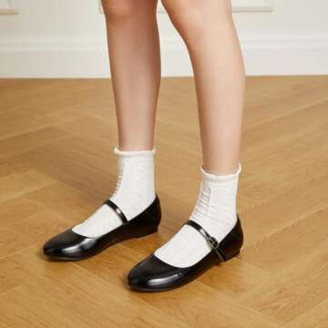 Trary Mary Jane Shoes Women, Women's Flats, Ballet Flats for Women, Round Toe Black Flats Shoes Wome...