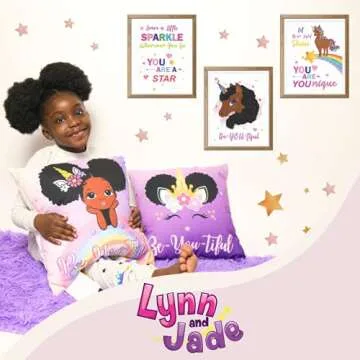 Lynn and Jade Unicorn Pillow for Girls Bedroom Decor