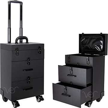 Ver Beauty Rolling Makeup Trolley Salon Cosmetic Hair Stylist and Professional Nail Artist Train Cas...