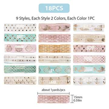 GORGECRAFT 18 Yards Printed Glitter Fold Over Elastic Ribbon 5/8" Grab Bag Headband Elastic Ribbon T...