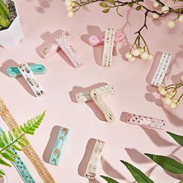 GORGECRAFT 18 Yards Printed Glitter Fold Over Elastic Ribbon 5/8" Grab Bag Headband Elastic Ribbon Trim for Hair Ties DIY Sewing Crafts