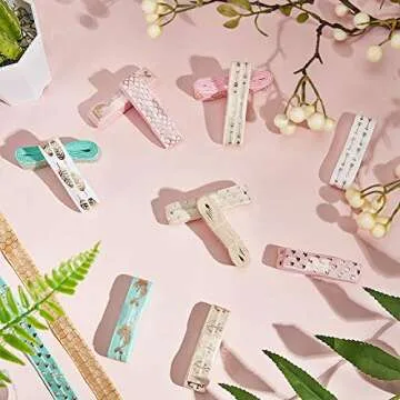 GORGECRAFT 18 Yards Printed Glitter Fold Over Elastic Ribbon 5/8" Grab Bag Headband Elastic Ribbon Trim for Hair Ties DIY Sewing Crafts