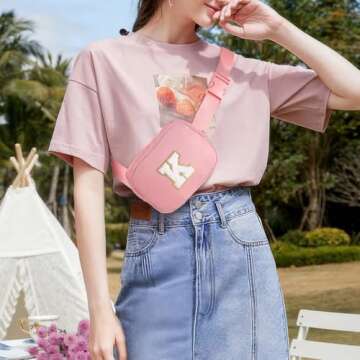 YOOLIFE Gifts for Girls Teen Girls - Initial Crossbody Bag for Girls Teens Belt Bag Fanny Pack, Personalized Preppy Stuff Dance Gifts for Teen Girls Kids, Birthday Gifts for Girls