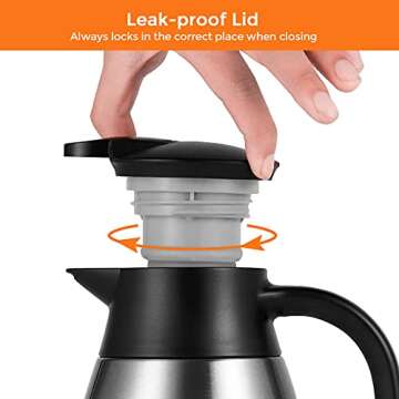 Tiken 68 Oz Thermal Coffee Carafe, Stainless Steel Insulated Vacuum Coffee Carafes For Keeping Hot, 2 Liter Beverage Dispenser (Silver)