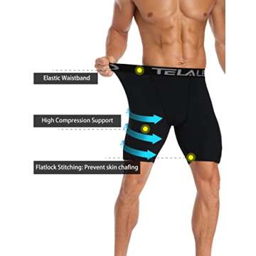 TELALEO 5 Pack Compression Shorts for Men