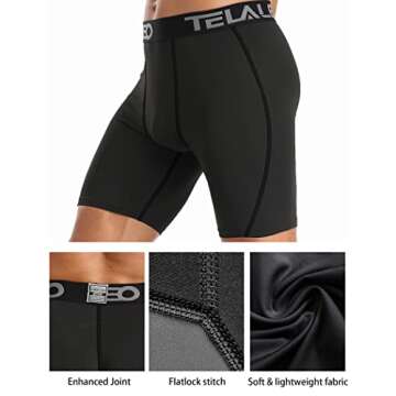 TELALEO 5 Pack Compression Shorts for Men