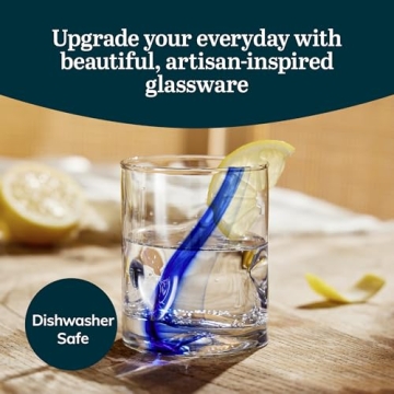 Libbey Blue Ribbon Impressions Rocks Glasses, 12.5-ounce, Set of 8