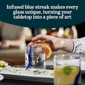 Libbey Blue Ribbon Impressions Rocks Glasses, 12.5-ounce, Set of 8