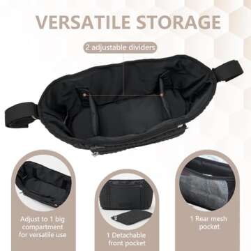 LUKJOJO Stroller Organizer - Stylish 3D Herringbone Quilting, Universal Fit, Detachable Bag, Adjusta...