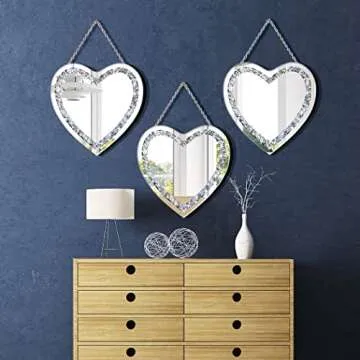 Elegant Heart Shaped Crystal Wall Mirror for Home Decor