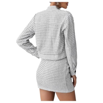 Elegant SweatyRocks Women's Tweed Blazer Skirt Suit Set